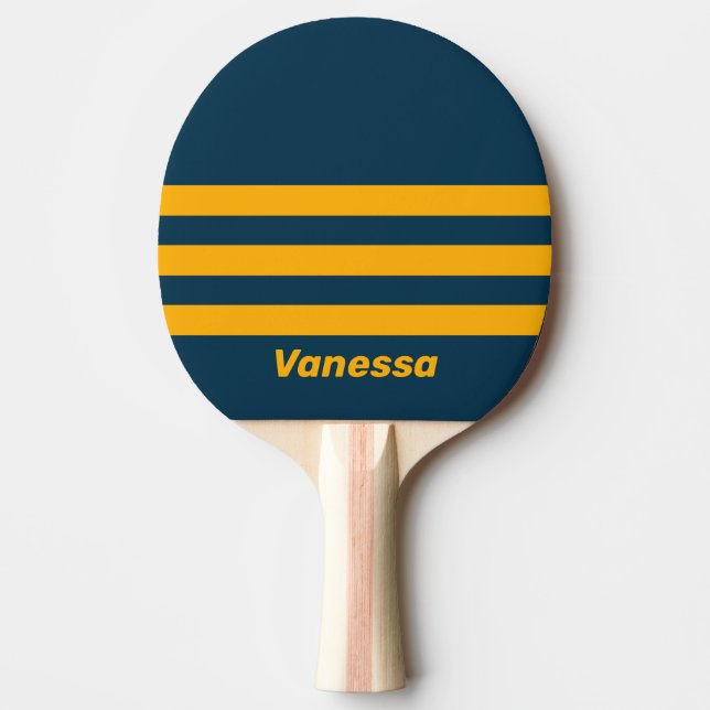 Retro Månbelyst Tidvatten Tre Tvåragig Randig med  Pingisracket (Framsidan)
