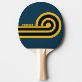 Retro månbelyst tidvattenlockig rand med namn pingisracket