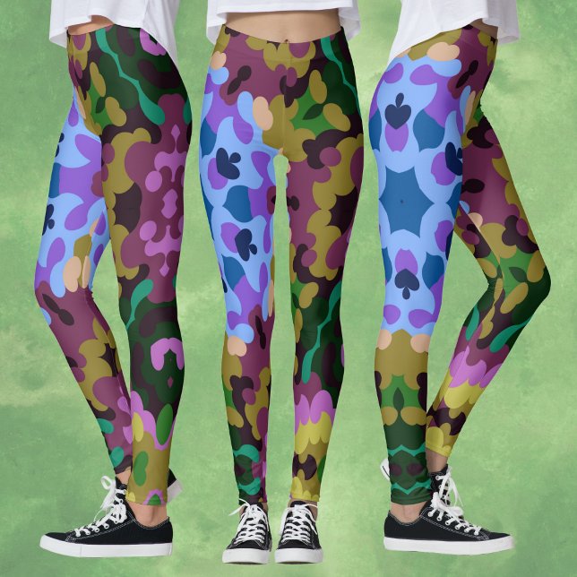 Retro Mandala Blue Lila och Gult Leggings (Skapare uppladdad)