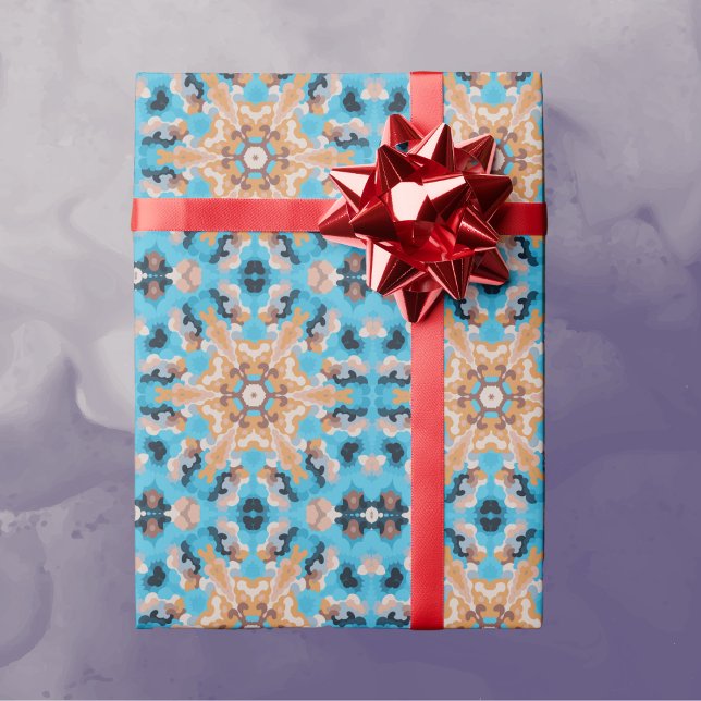 Retro Mandala Blue och Orange Presentpapper (Skapare uppladdad)