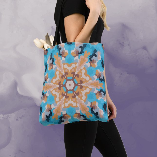 Retro Mandala Blue och Orange Tygkasse (Skapare uppladdad)
