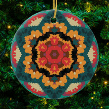 Retro Mandala Blue Orange och Red
