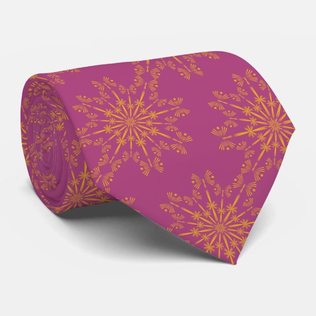 Retro Mandala Boysenberry Neck Tie Slips (Rullad)