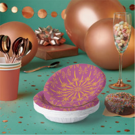 Retro Mandala Boysenberry Papper Bowls