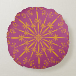 Retro Mandala Boysenberry Round Pillow Rund Kudde