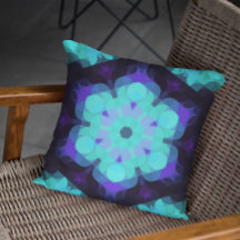 Retro Mandala Flower Blue Lila and Grönt