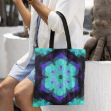 Retro Mandala Flower Blue Lila and Grönt