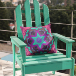 Retro Mandala Flower Blue Lila och Rosa Kudde