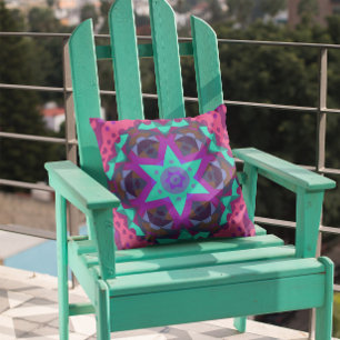 Retro Mandala Flower Blue Lila och Rosa Kudde