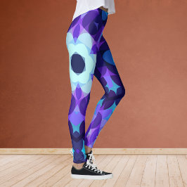 Retro Mandala Flower Blue och Lila Leggings