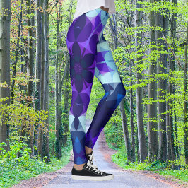 Retro Mandala Flower Blue och Lila Leggings