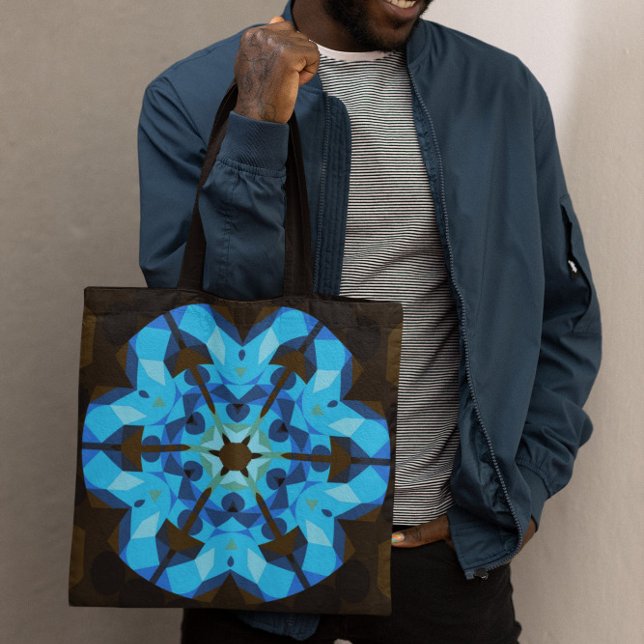 Retro Mandala Flower Blue och Orange Tygkasse (Skapare uppladdad)