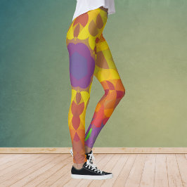 Retro Mandala Flower Gult Orange och Lila Leggings
