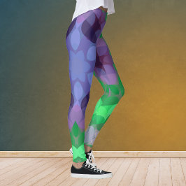 Retro Mandala Flower Lila and Grönt Leggings