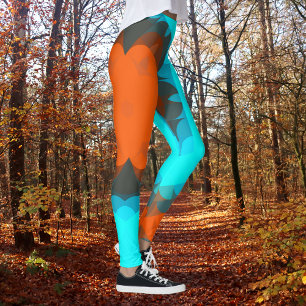 Retro Mandala Flower Orange och Blue Leggings