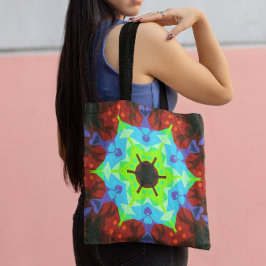 Retro Mandala Flower Red Blue och Grönt Tygkasse