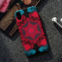 Retro Mandala Flower Red och Blue