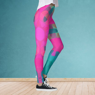 Retro Mandala Flower Rosa and Blue Leggings