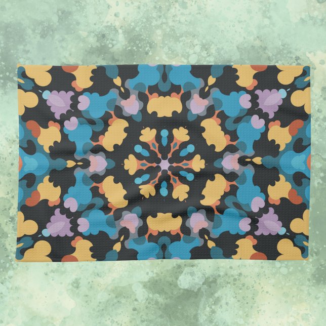 Retro Mandala Gult Blue och Orange Kökshandduk (Skapare uppladdad)