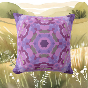 Retro Mandala Lila Rosa och Blue Kudde