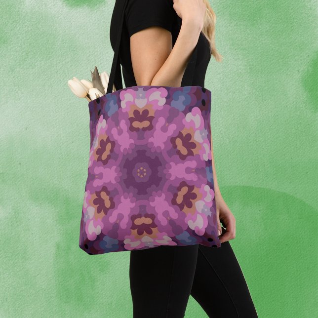 Retro Mandala Lilas Rosa och Orange Tygkasse (Skapare uppladdad)