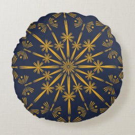 Retro Mandala Midnight Round Pillow Rund Kudde