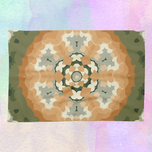 Retro Mandala Orange Grönt och White Kökshandduk