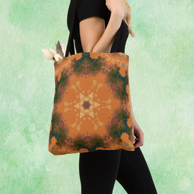 Retro Mandala-Orange och Gult Tygkasse (Skapare uppladdad)