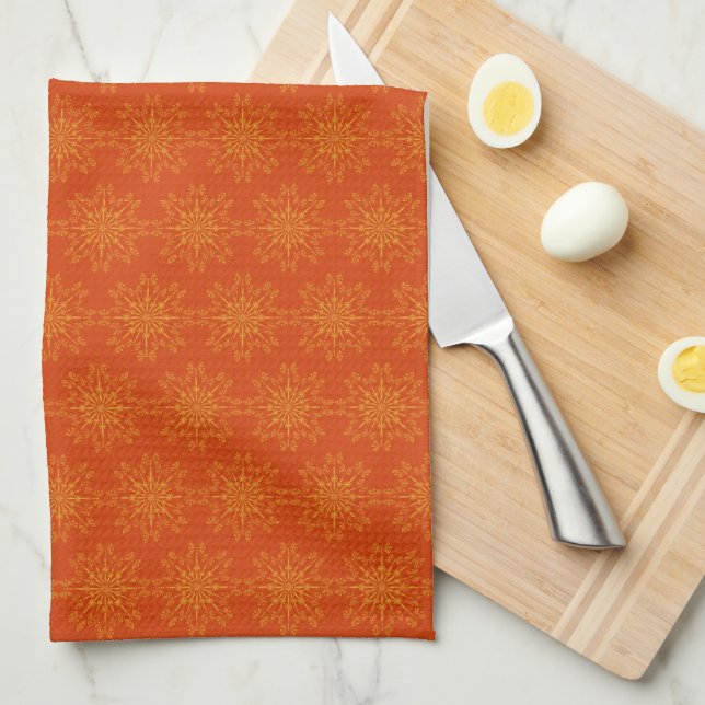 Retro Mandala Papaya Kitchen Towel Kökshandduk (Vikt i Fjärdedel)