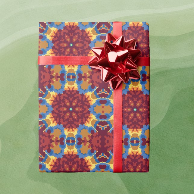 Retro Mandala Red Blue och Gult Presentpapper (Skapare uppladdad)