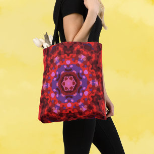 Retro Mandala Red och Lila Tygkasse