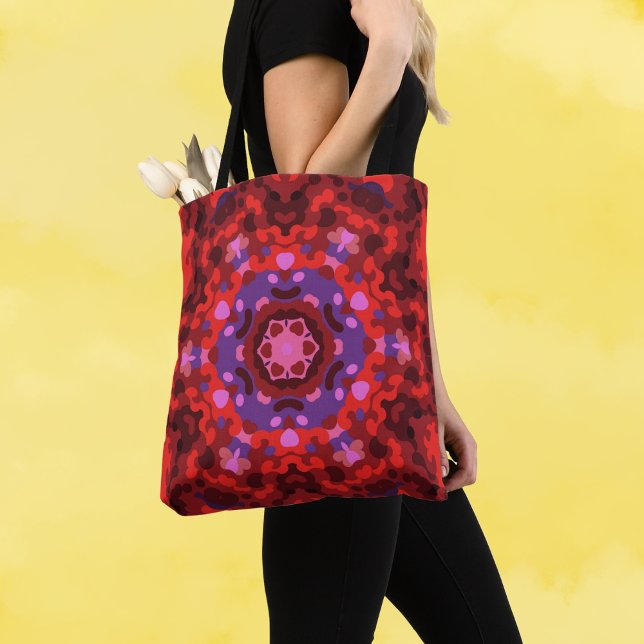 Retro Mandala Red och Lila Tygkasse (Skapare uppladdad)