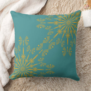Retro Mandala Teal Dekorativ kudde