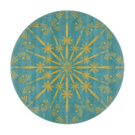 Retro Mandala Teal Glass Skärpta
