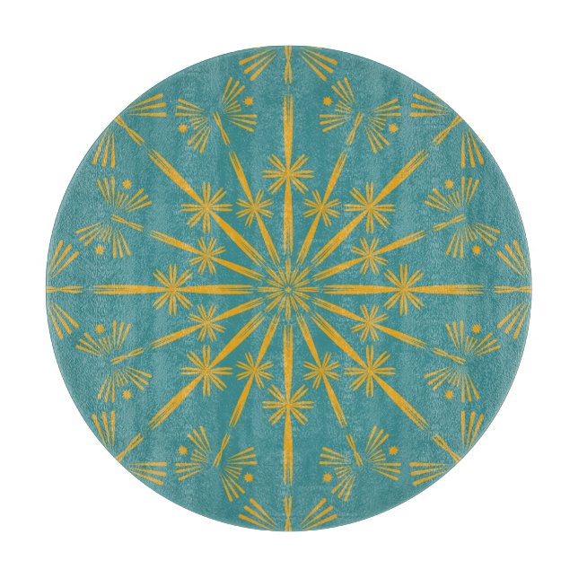 Retro Mandala Teal Glass Skärpta (Framsidan)