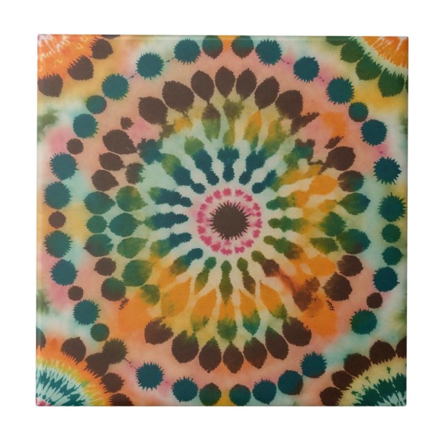 Retro Mandala Tie Dye Kakelplatta (Framsidan)