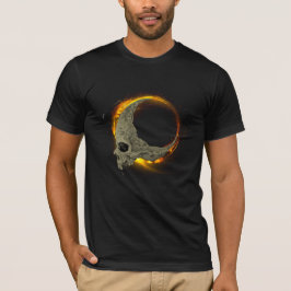 Retro måne Dead Burning Skull i brand T Shirt