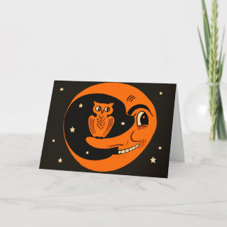 Retro Måne Halloween-kort Helgkort