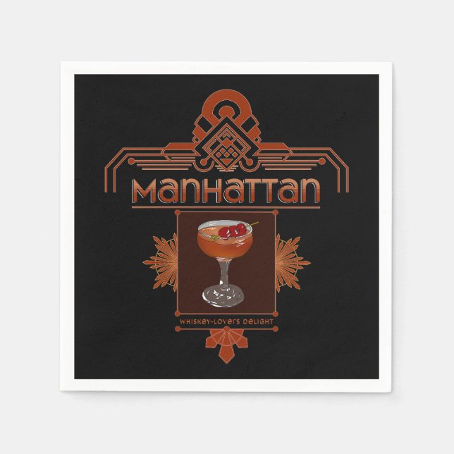 Retro Manhattan Cocktail Illustration Pappersservett (Framsidan)