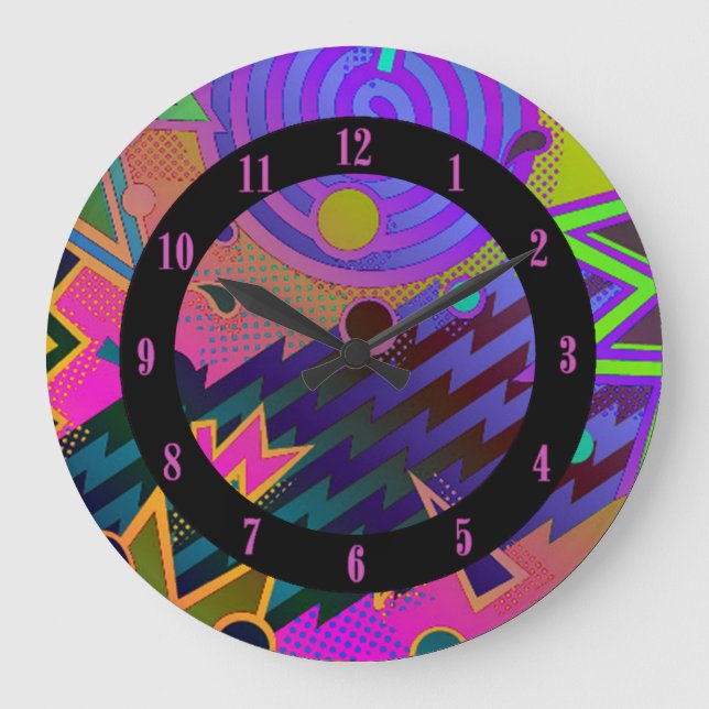 Retro Mania 80:s Abstrakt Wall Clock Stor Klocka (Framsida)