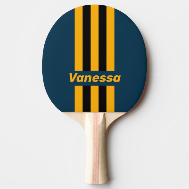 Retro Månljus Tidvatten Randiga med namn Pingisracket (Framsidan)