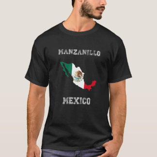 Retro Manzanillo Mexiko Distress Mexico Flagga T Shirt