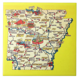 Retro Map of  Arkansas Ceramic Tile Kakelplatta