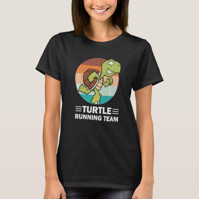 Retro  Marathoner Marathon Runner Turtle Running T T Shirt (Framsida)