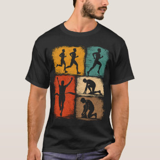 Retro Maratonlöpare Vintage Löpning tävlingsdag T Shirt