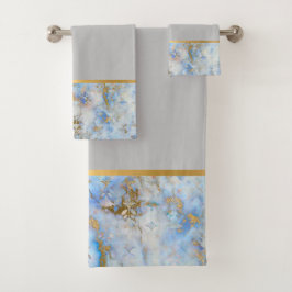 RETRO MARBLE ABSTRAKT BLUE GRÅTT BATHROOM TOWEL SE