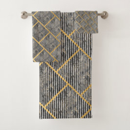 RETRO MARBLE RAND GRID BATHROOM TOWEL SET