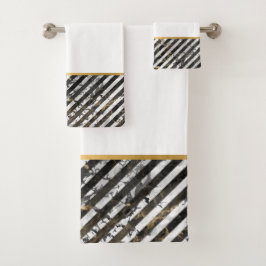 RETRO MARBLE RAND WHITE BATHROOM TOWEL SET