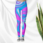 Retro Marble Swirl Blue Rosa Leggings<br><div class="desc">Blått,  rosa och lila skapar en vibrerande flytande marmor som snurrar. Dessa roligtar har en utformning som skulle vara underbar för dem som tittar något i en stil i ett djärvt,  dynamiskt färg.</div>