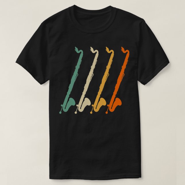 Retro Marching Band Bass Clarinet Hoodie T Shirt (Design framsida)